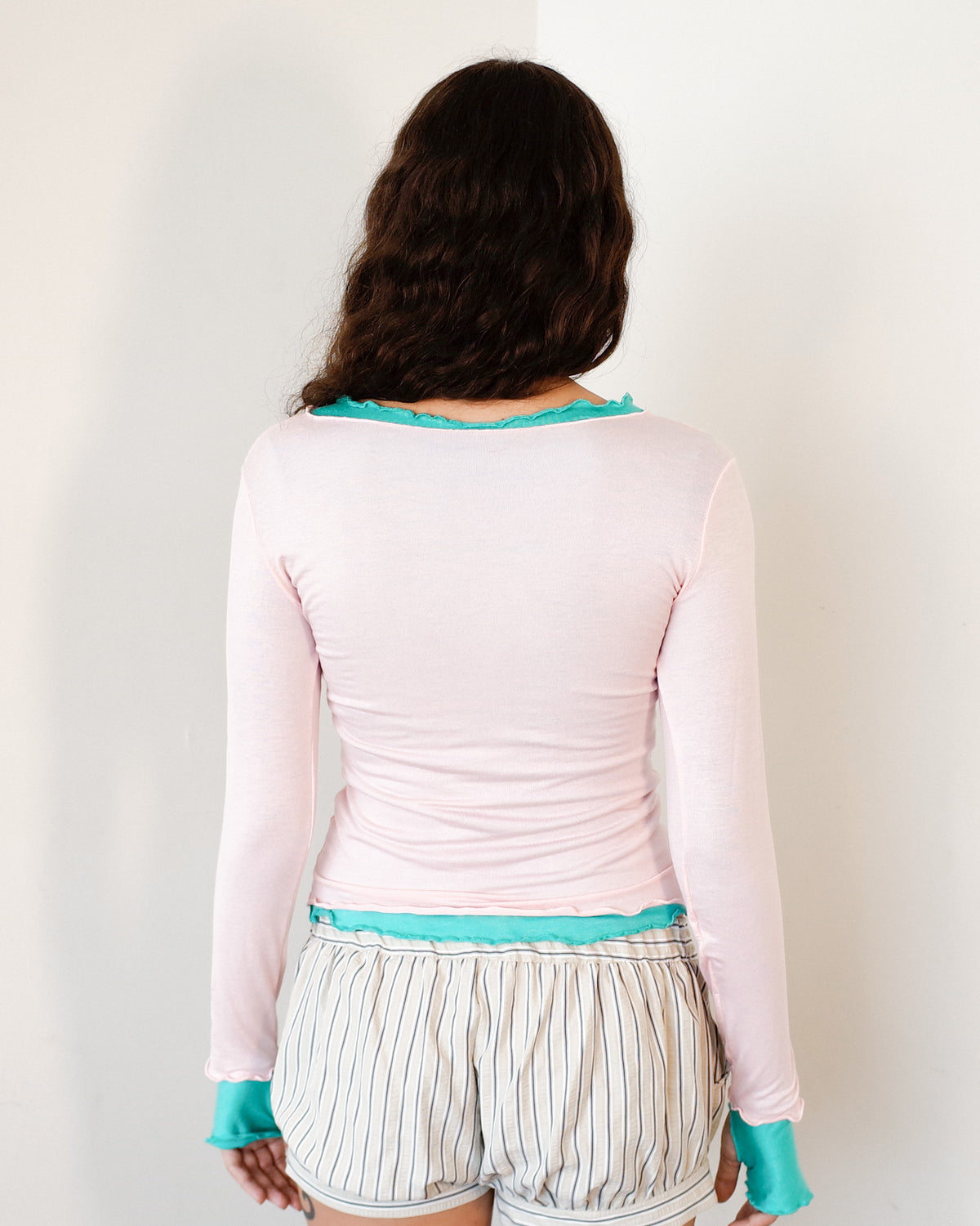 NINA DOUBLE TOPS IN PINK OVER AQUA