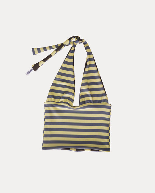 HALTER HALTER HALTER IN REVERSIBLE POLKA + STRIPES