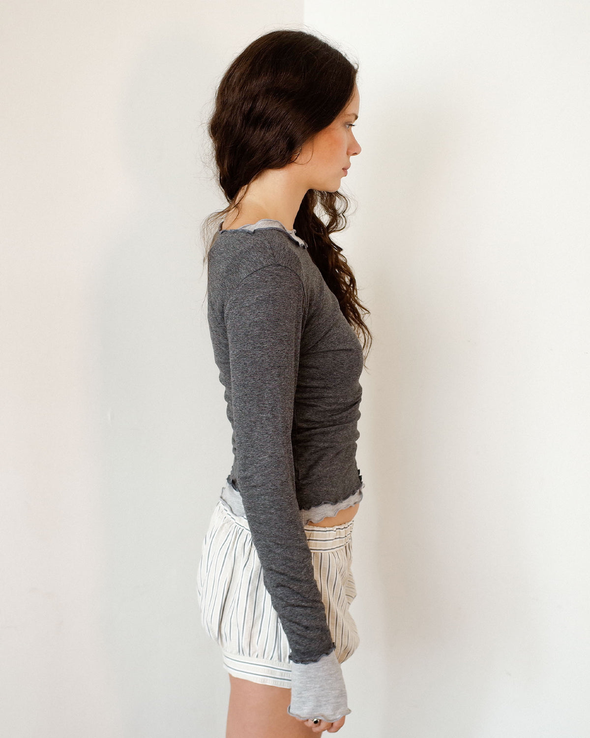 NINA DOUBLE TOPS IN CHARCOAL OVER GREY