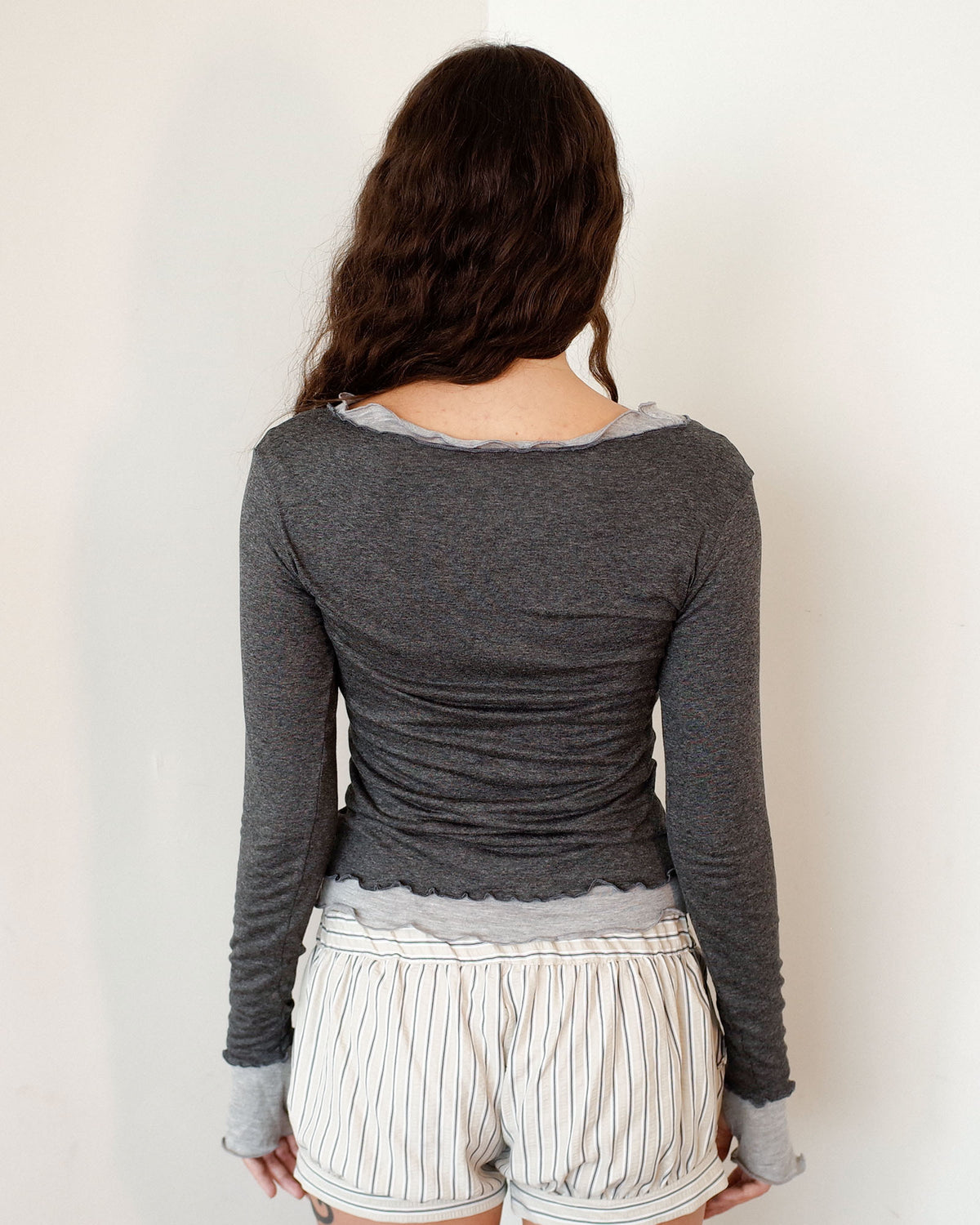 NINA DOUBLE TOPS IN CHARCOAL OVER GREY