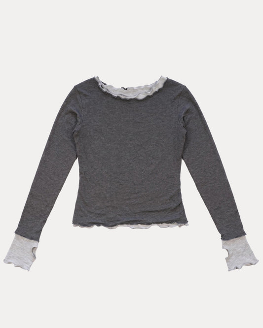 NINA DOUBLE TOPS IN CHARCOAL OVER GREY