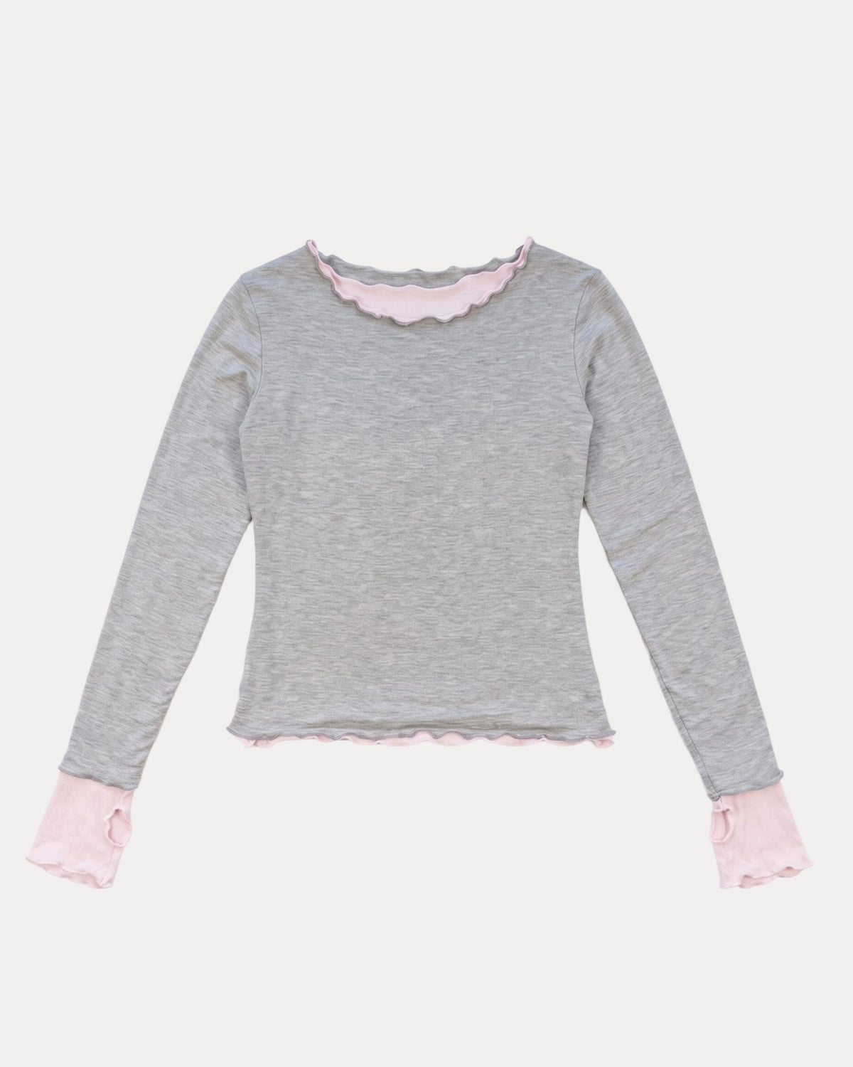 NINA DOUBLE TOPS IN GREY OVER PINK