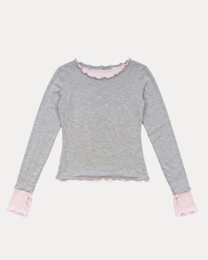 NINA DOUBLE TOPS IN GREY OVER PINK