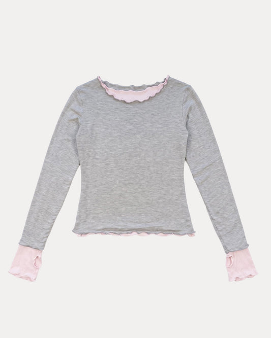 NINA DOUBLE TOPS IN GREY OVER PINK
