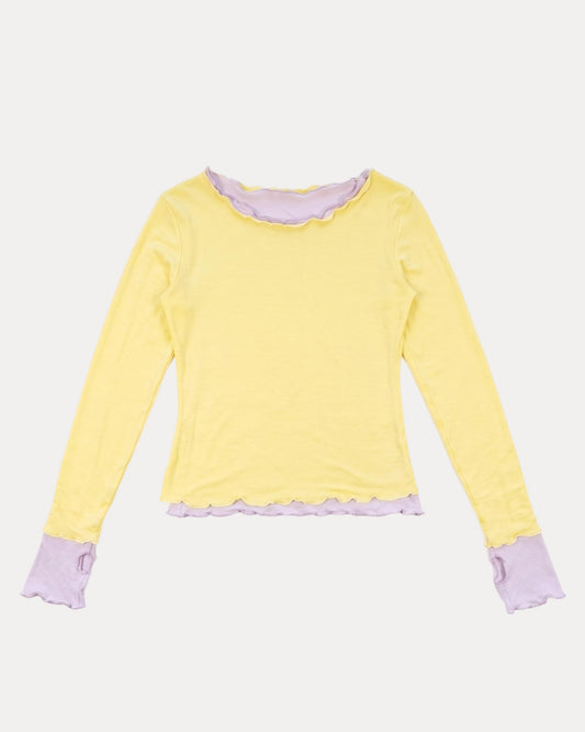 NINA DOUBLE TOPS IN YELLOW OVER LILAC