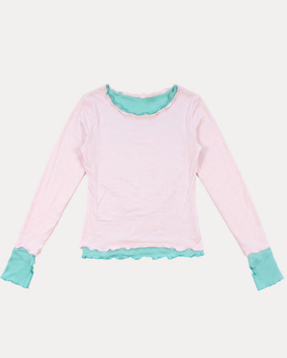 NINA DOUBLE TOPS IN PINK OVER AQUA