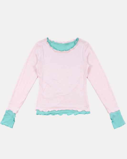 NINA DOUBLE TOPS IN PINK OVER AQUA