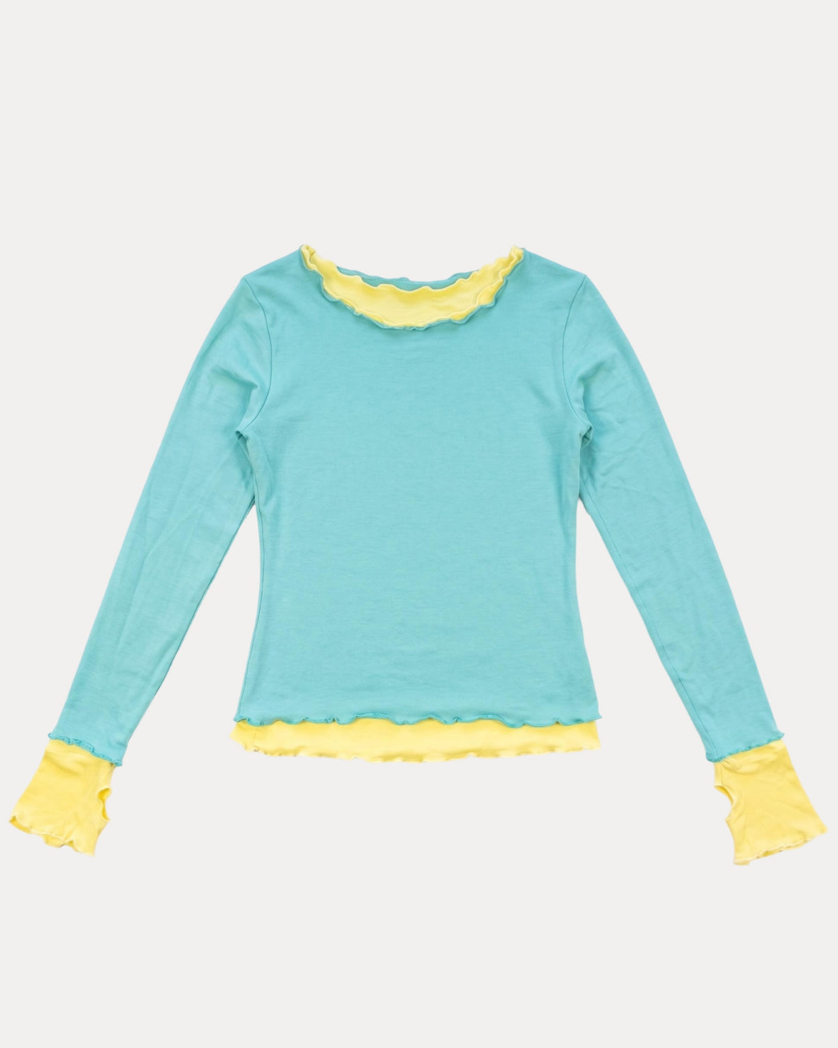 NINA DOUBLE TOPS IN AQUA OVER YELLOW