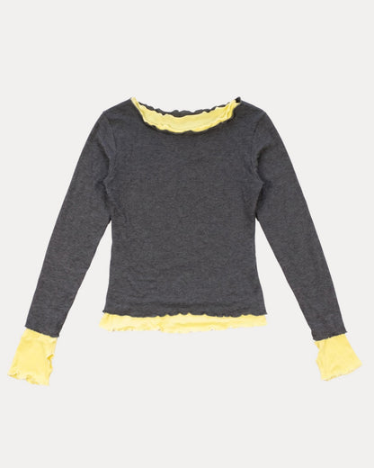 NINA DOUBLE TOPS IN CHARCOAL OVER YELLOW