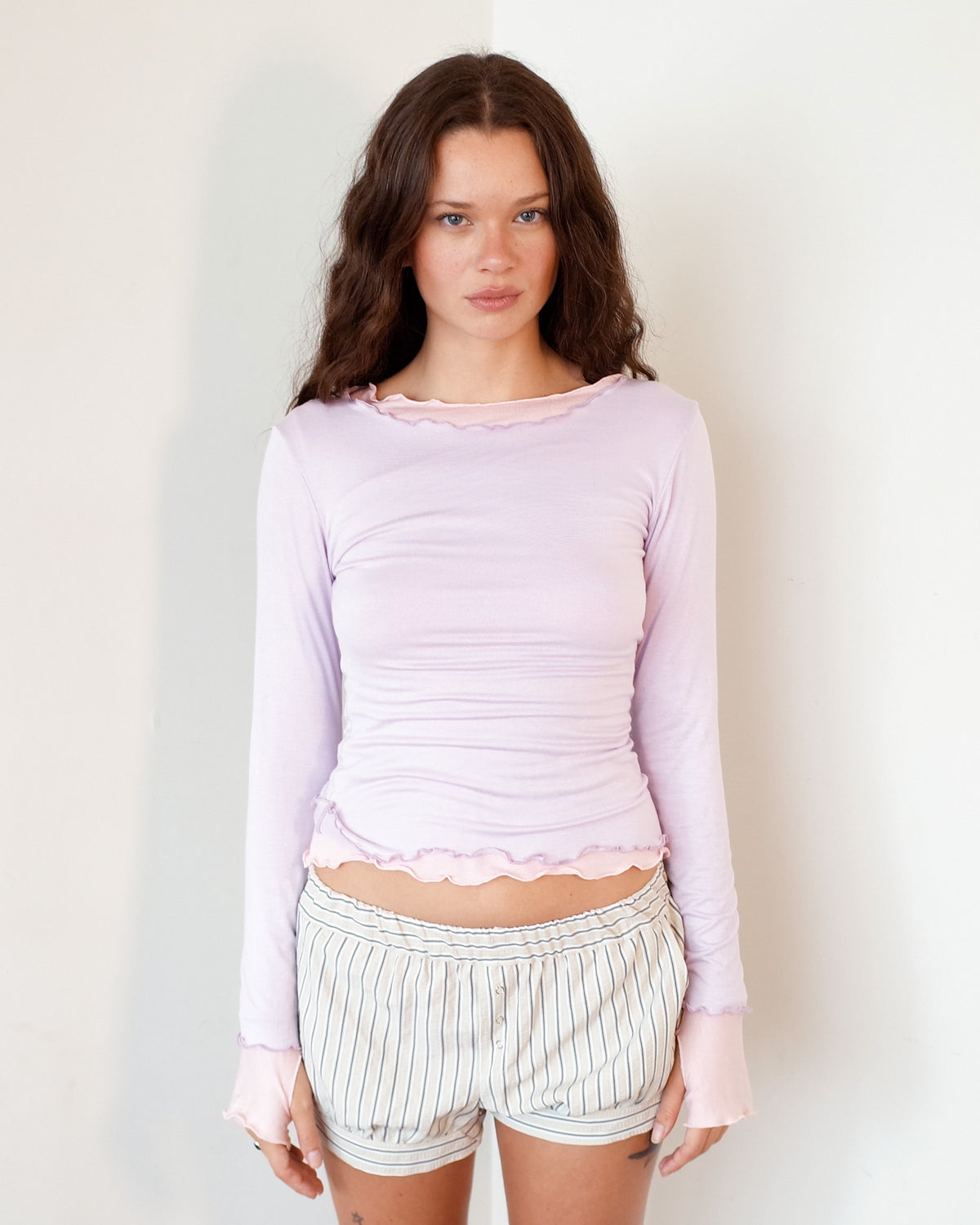 NINA DOUBLE TOPS IN LILAC OVER PINK
