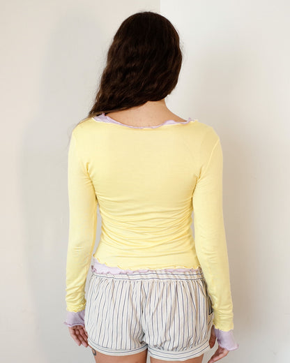 NINA DOUBLE TOPS IN YELLOW OVER LILAC
